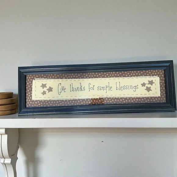 Rustic Framed Wall Art - "Give Thanks for Simple Blessings" - Picture 1 of 4